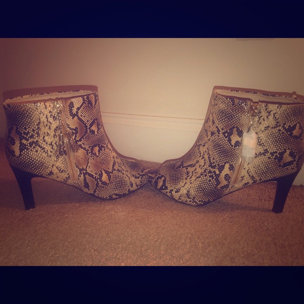 Snakeskin booties